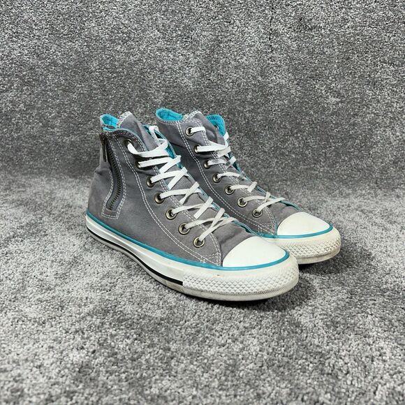 Converse Chuck Taylor All Star High Women’s Sz 8 Gray Teal Side Zip Skate Shoes - Picture 3 of 13